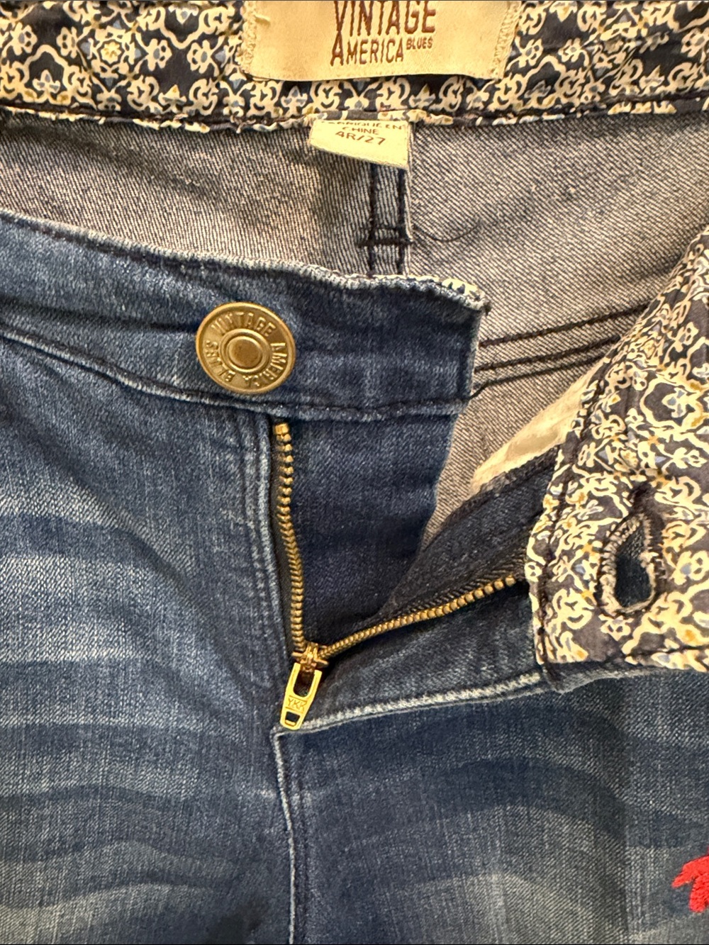 🌺🌺🌺BOGOHO🌺🌺🌺Vintage America Blue Embroidered Floral Ankle Jeans-4 - Picture 12 of 12